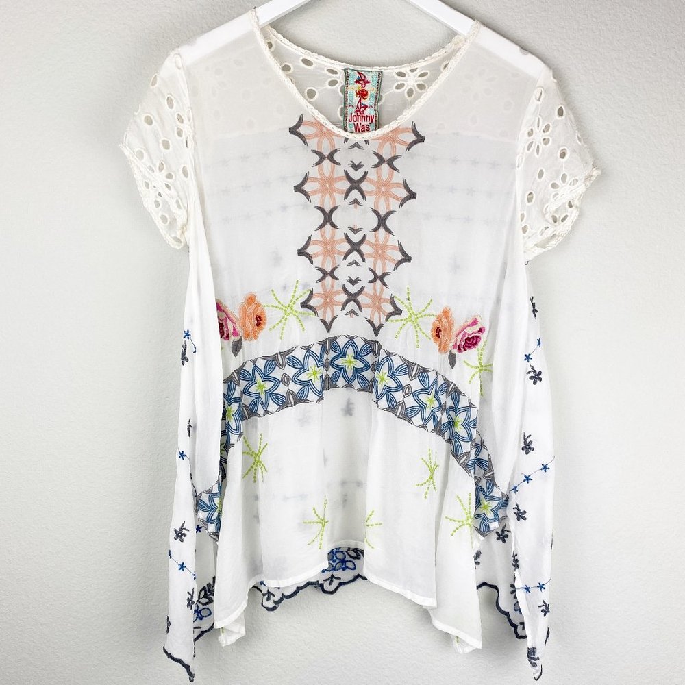 Johnny Was Boho Floral Tunic Top Blouse | Size S